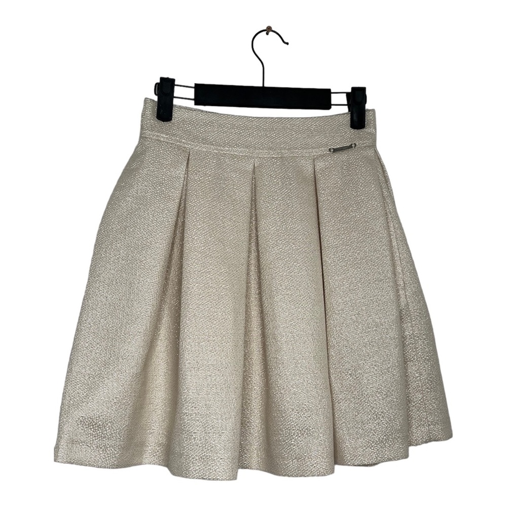 Twinset Simona Barbieri Circle Pleated Cream / Silver Accent Skirt Size Small